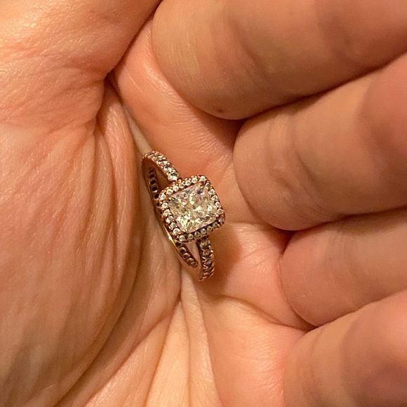 Pandora Rose Gold Square Sparkle Halo Ring - Picture 2 of 5